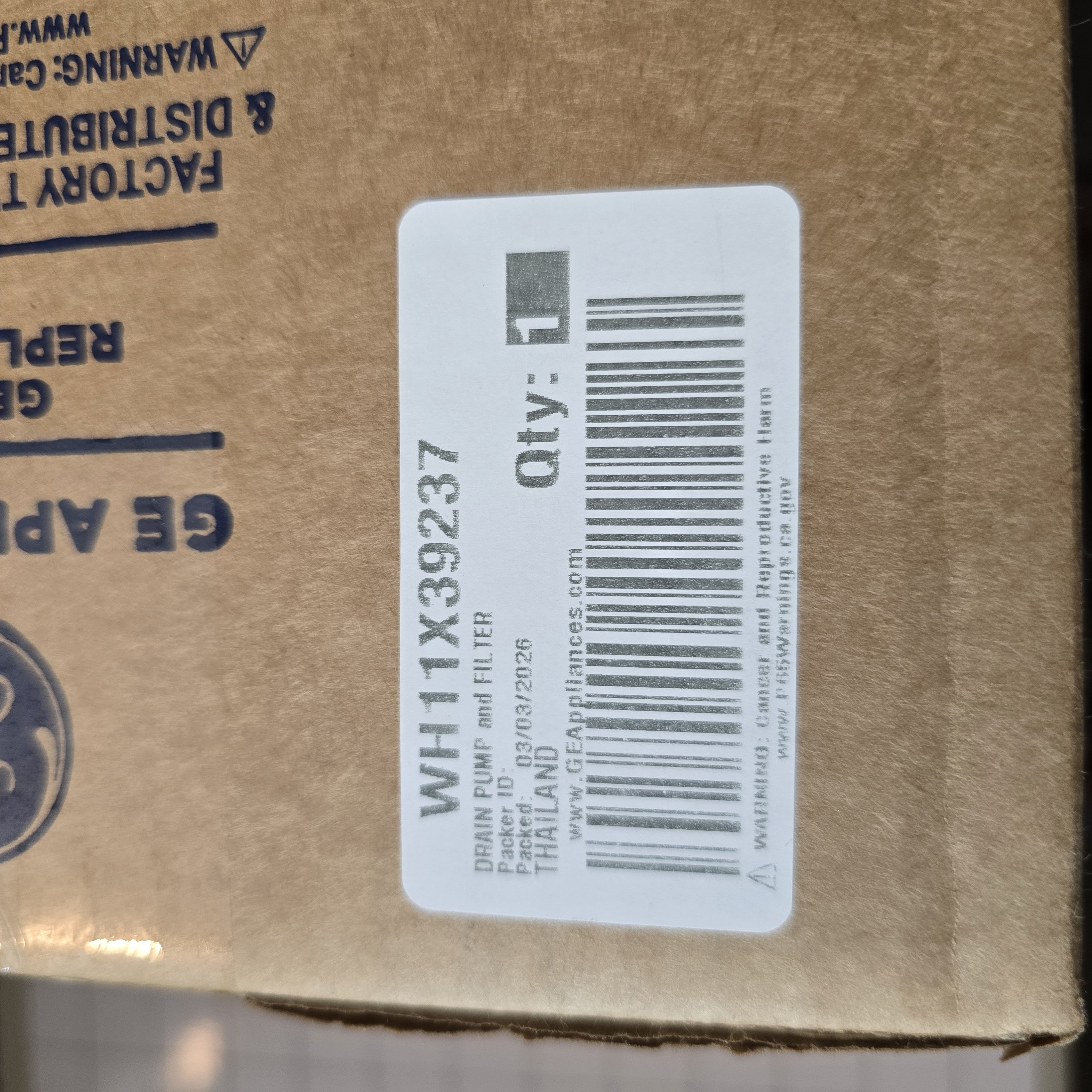 New, OEM.GE Washer Drain Pump. WH11X39237